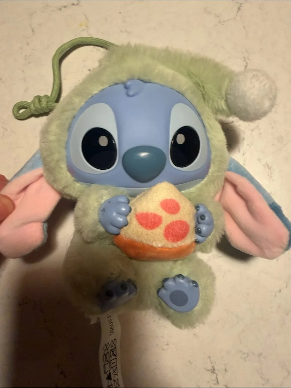 Disney Stitch Plush Keychain with Pizza - Light Green & Blue